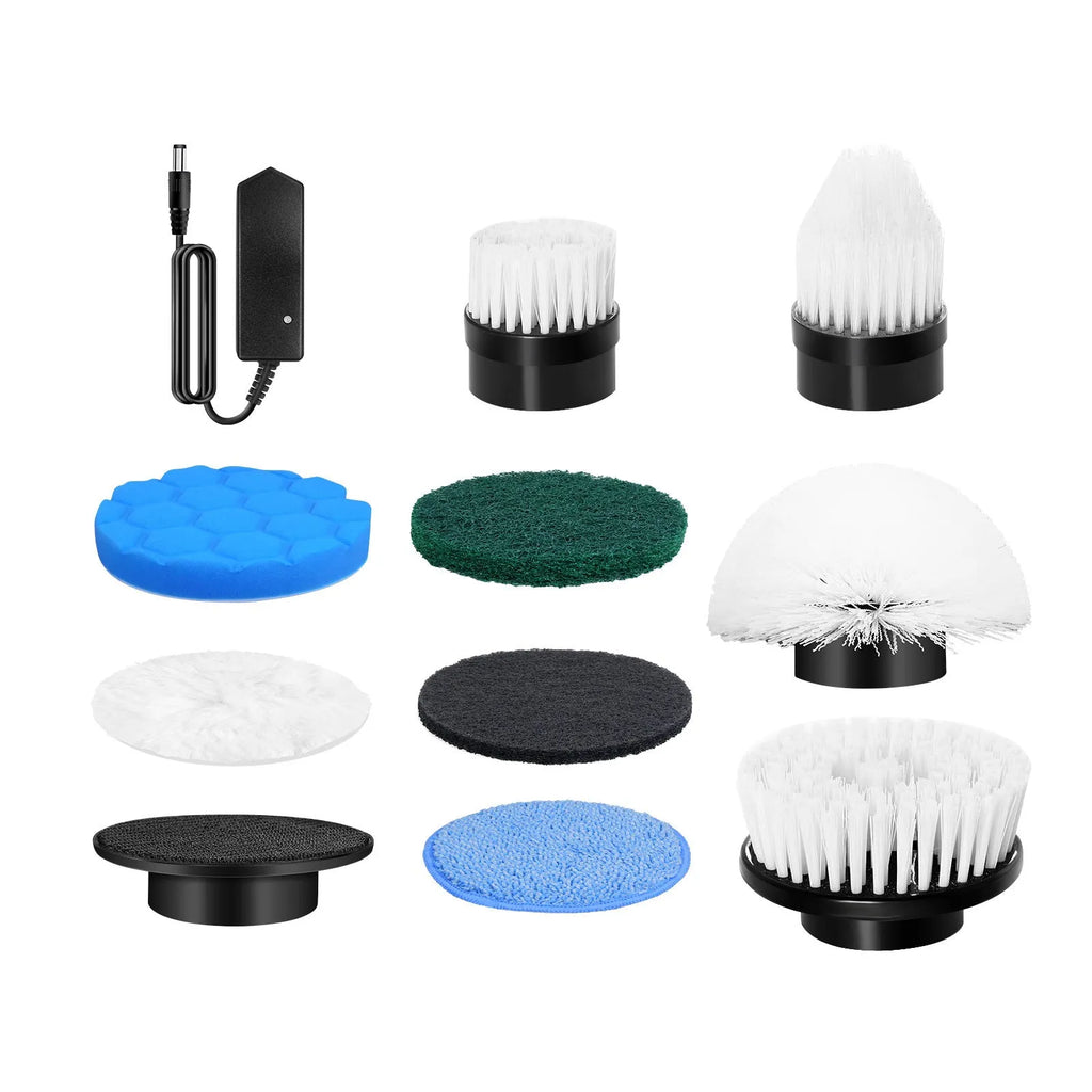White rechargeable handheld cleaning ball appliance with cleaning brush on a white background