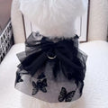 Black gauze princess tulle skirt for small dogs and cats with size chart showing XS to XL options