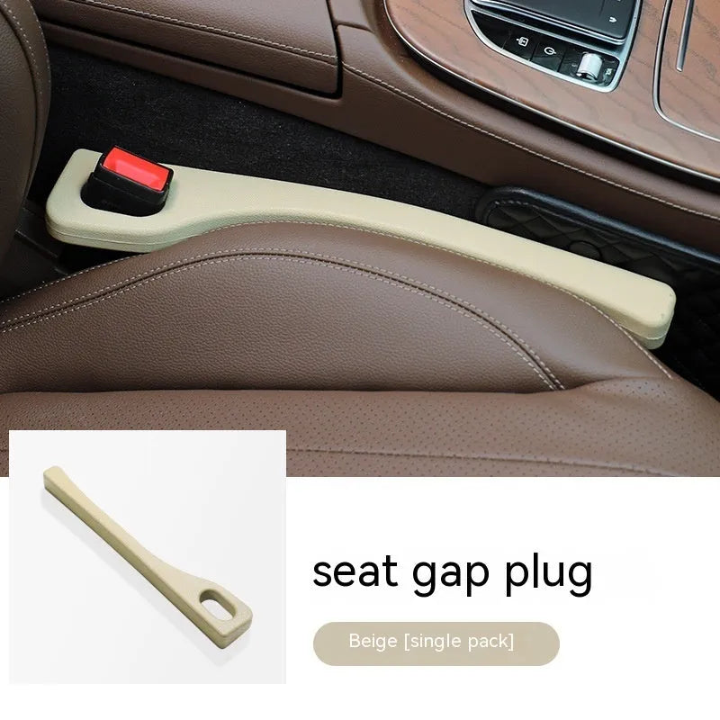 Polyurethane car seat gap filler strip in beige colour to prevent items falling between seats.