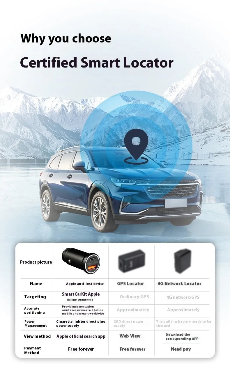 Black ABS car GPS tracker device designed to plug into a vehicle's 12V charger socket.