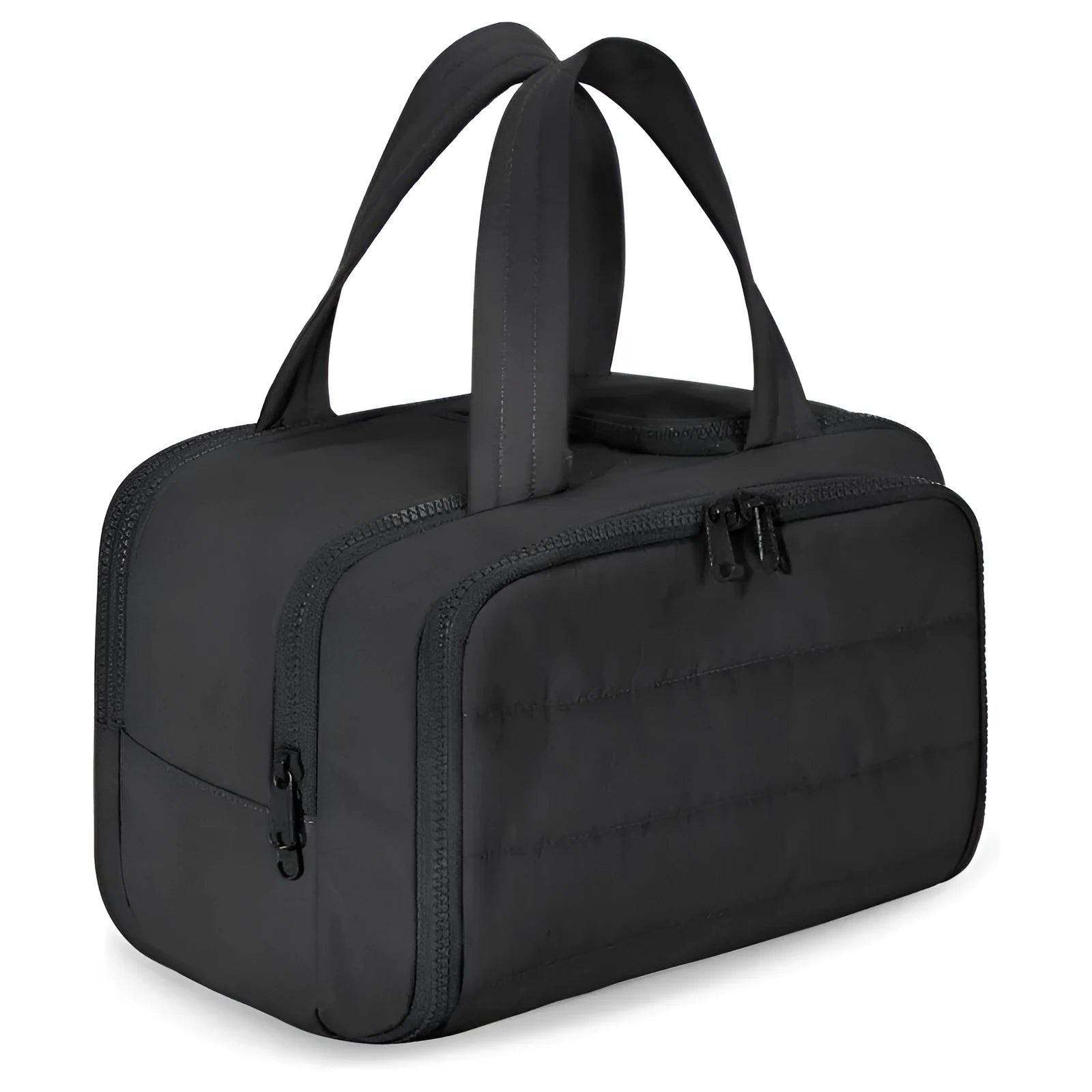 Large open travel toiletry bag in lightweight polyester fabric showing spacious interior