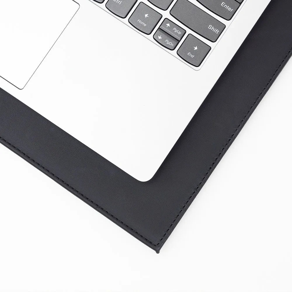 Soft PVC heat-insulating anti-radiation pad for laptops in black, blue, green, and black gold colours.