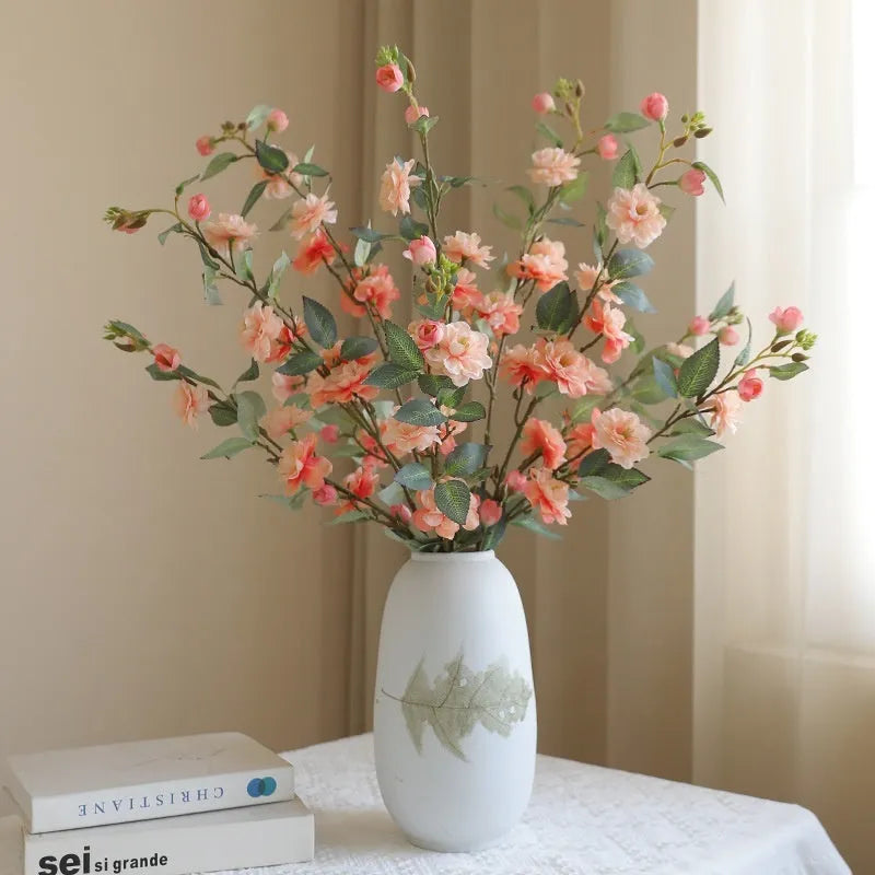 Single artificial silk camellia flower in Chinese retro style, available in four colours for wedding decoration