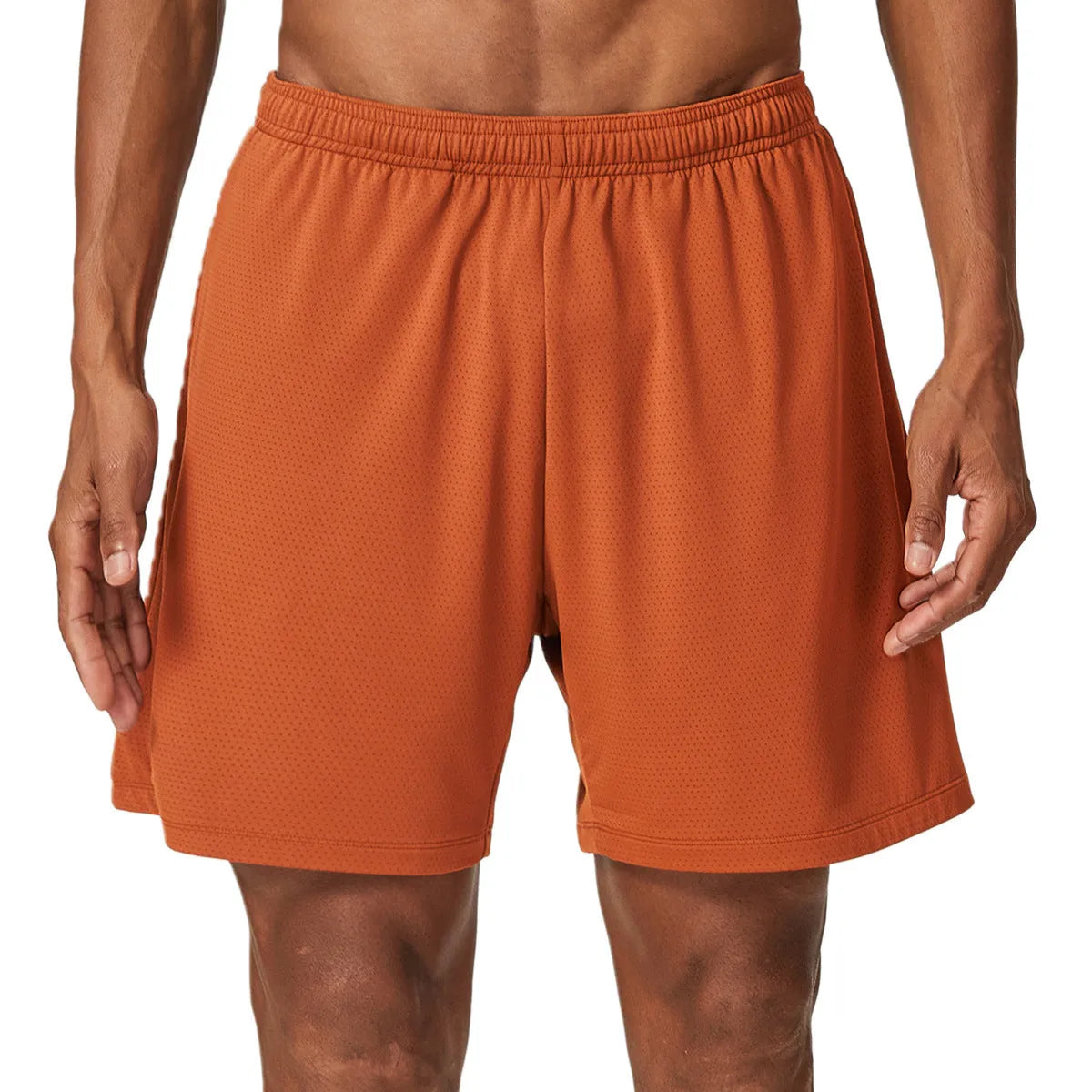Men's double-layer quick-dry running shorts in various colours with mid-waist design