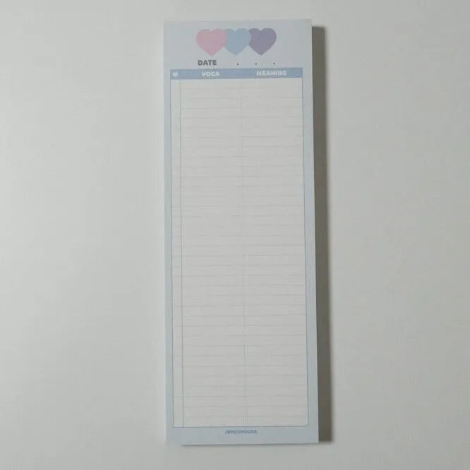 Vertical double-sided learning notepad with coloured cover in half B5 size 9.1x25.7cm