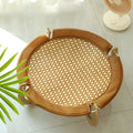 Brown woven rattan pet hammock bed measuring 46cm with off-ground design for cats and dogs