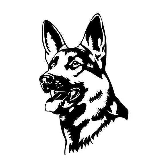 Reflective Alsace Shepherd dog car bumper sticker measuring 13cm by 8cm