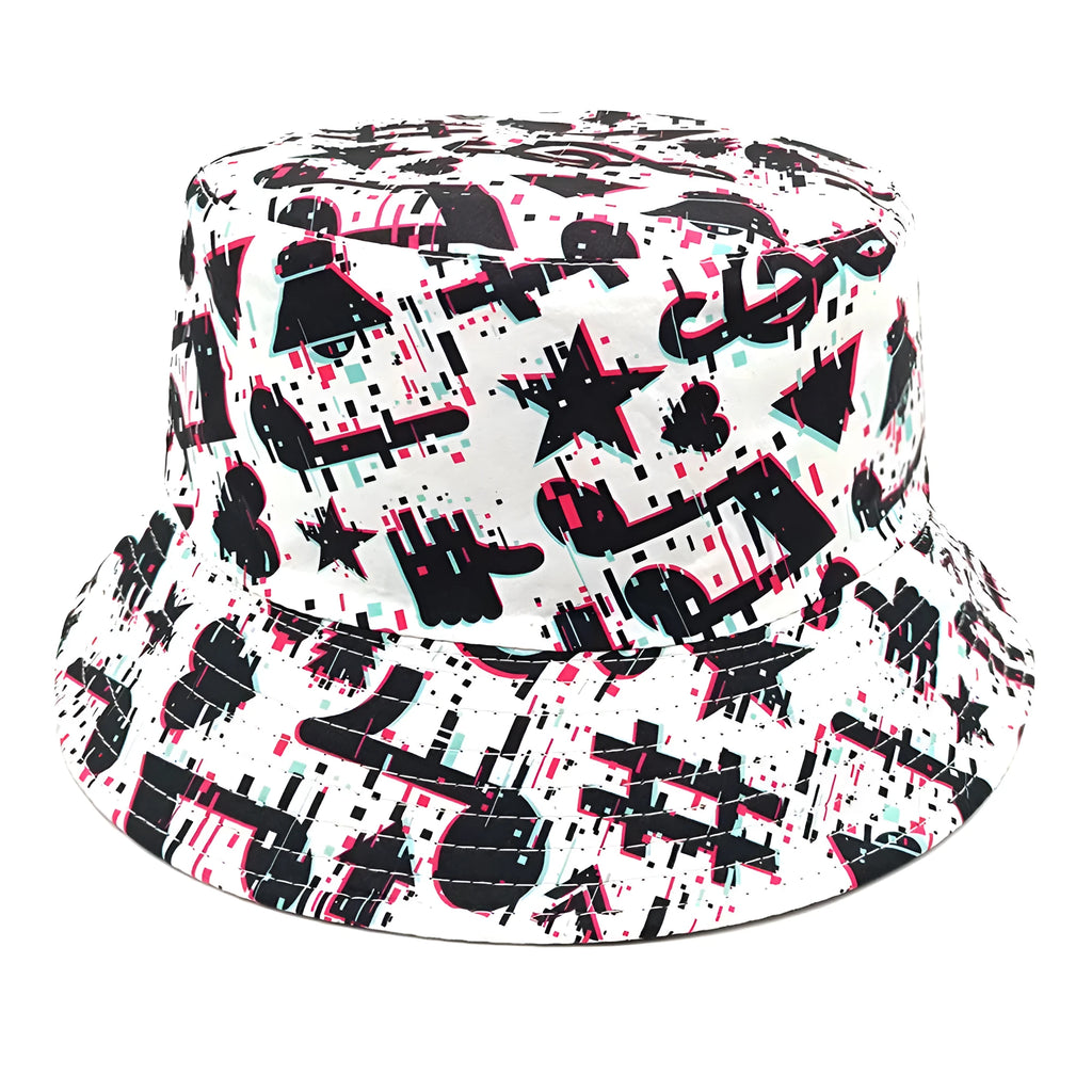 Musical Note Pattern Printing Bucket Hat Dome Crown Polyester Outdoor Travel Size M