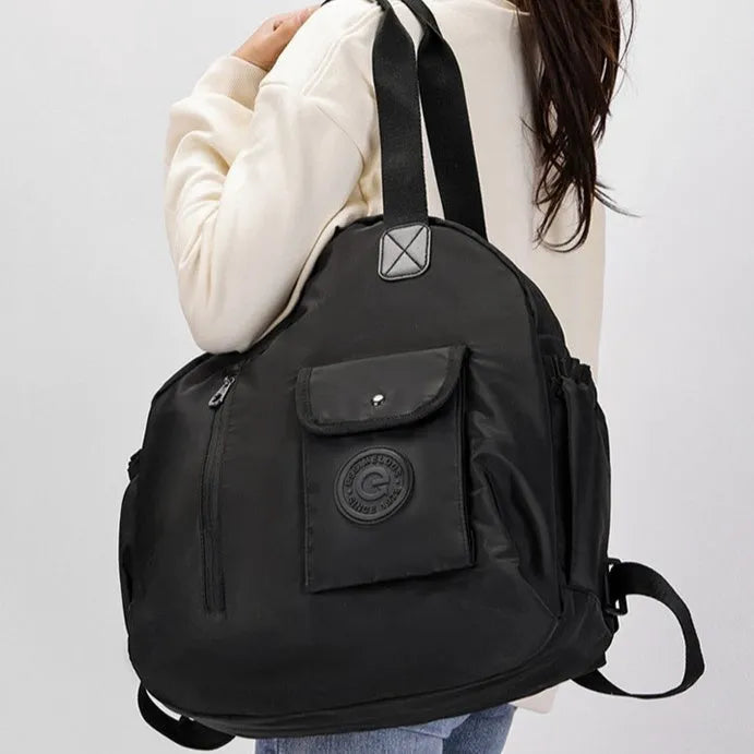 Large outdoor backpack in nylon with sandwich pocket compartments
