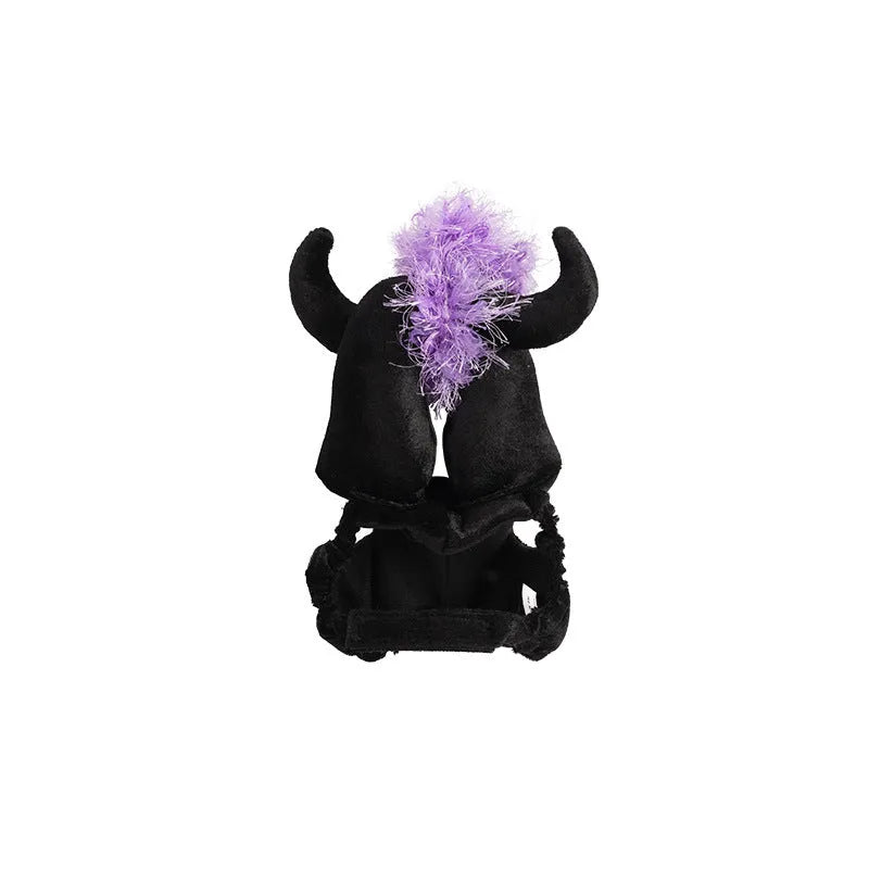 Halloween pet demon cloak and horn hat costume in polyester bat cape style for cats and dogs