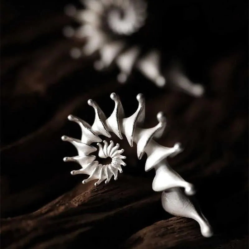 Women's exaggerated conch design earrings with three-dimensional matte finish in alloy with electroplated coating