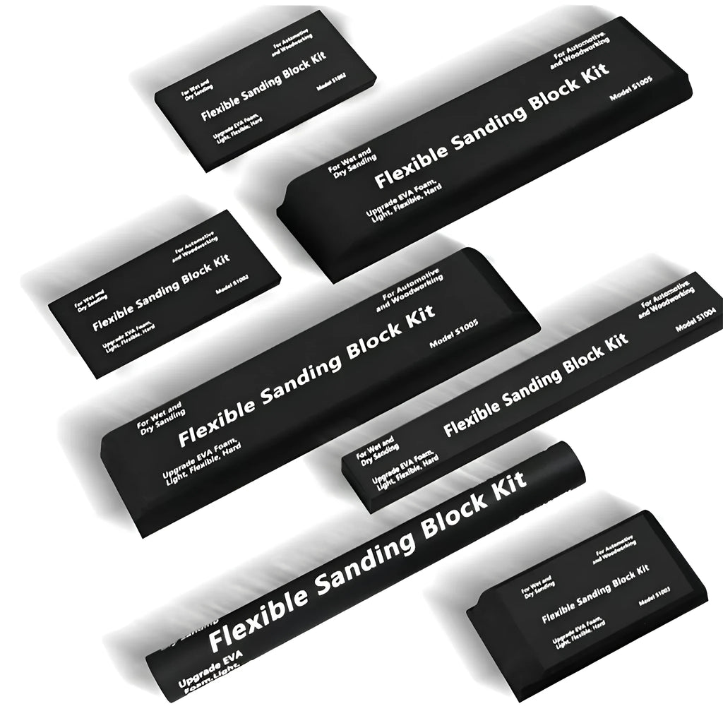 Seven black EVA frosted building blocks with metal construction