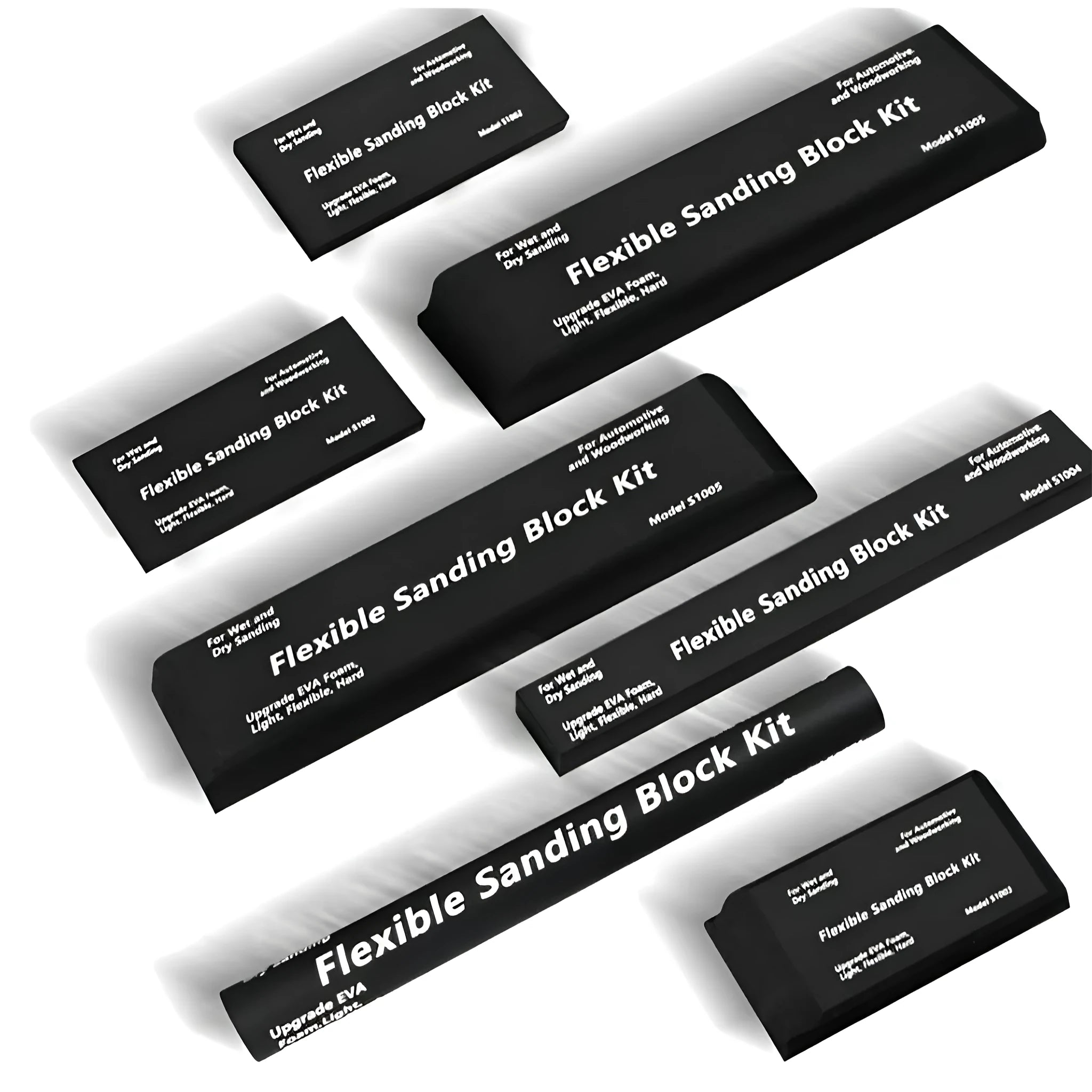 Seven black EVA frosted building blocks with metal construction
