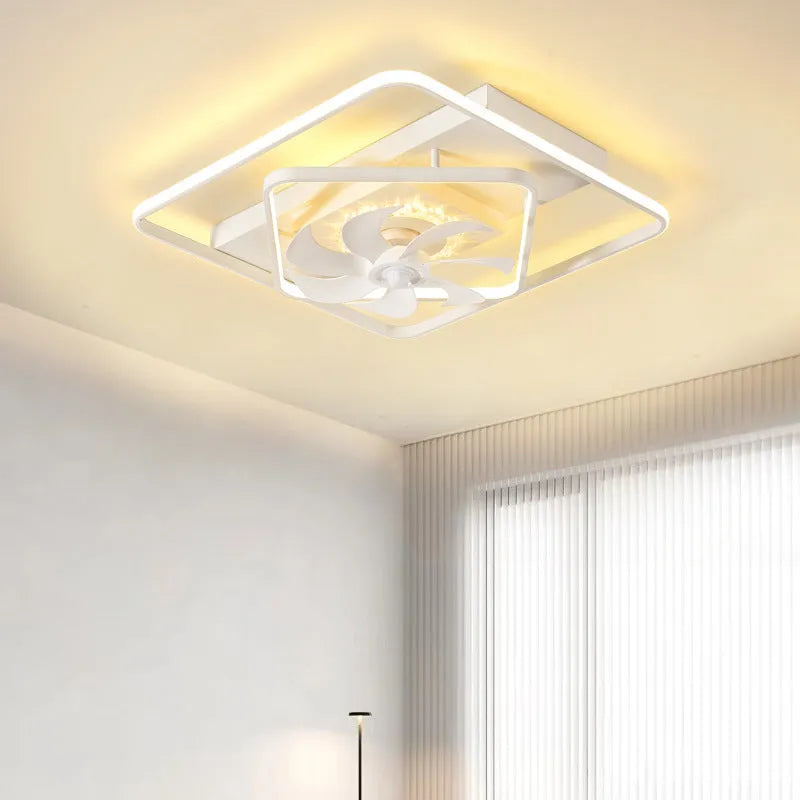 Thin suction ceiling fan light with plastic blades and acrylic lampshade, modern simple style