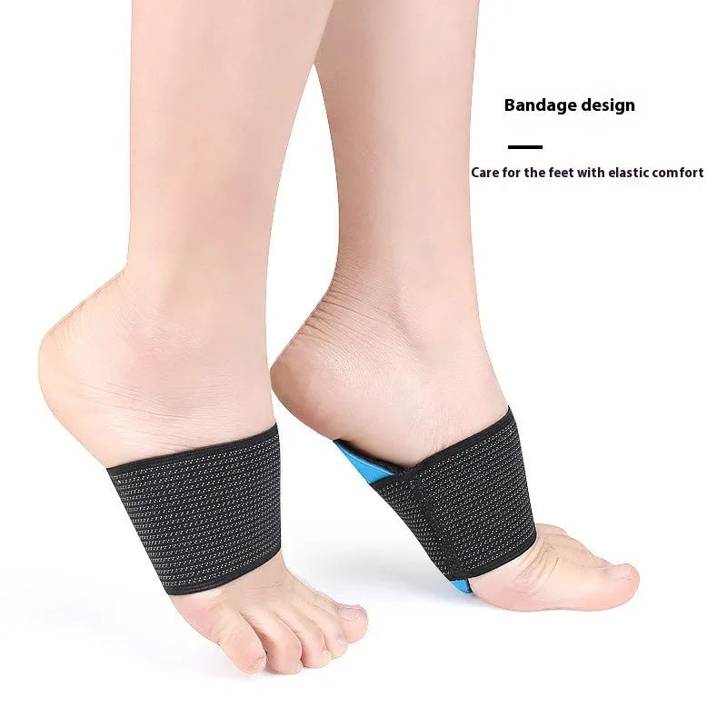 Blue elastic bandage foot pad for flat foot arch support, suitable for adults and children