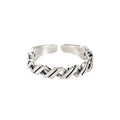 925 silver winding braided adjustable hip hop ring with geometric design silver colour