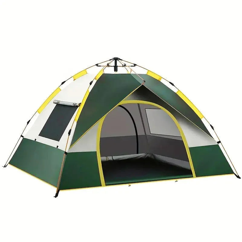 Dark green automatic pop-up camping tent for 3-4 people with quick open mechanism