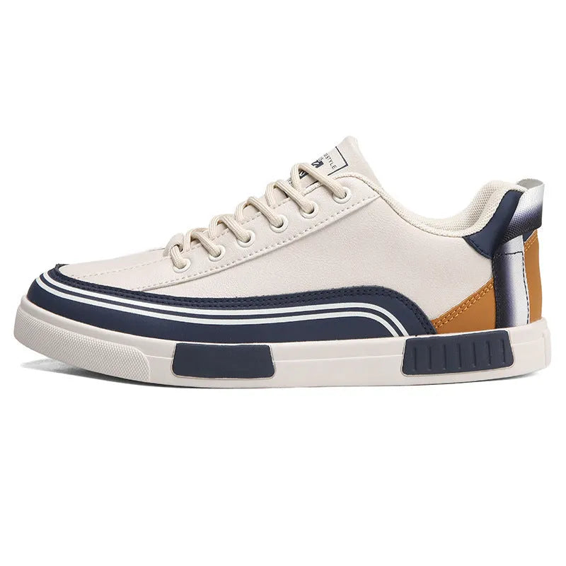 Men's casual canvas shoes with mesh upper in Milan beige and white/green colours