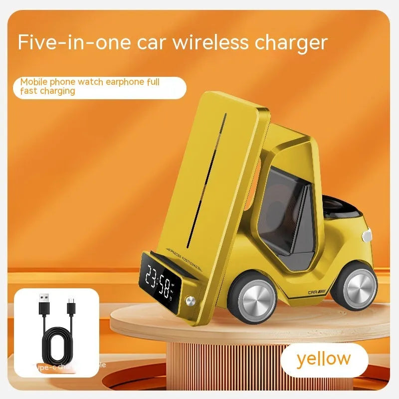 Grey, white, yellow, and orange 15W three-in-one wireless fast charging bracket for appliances
