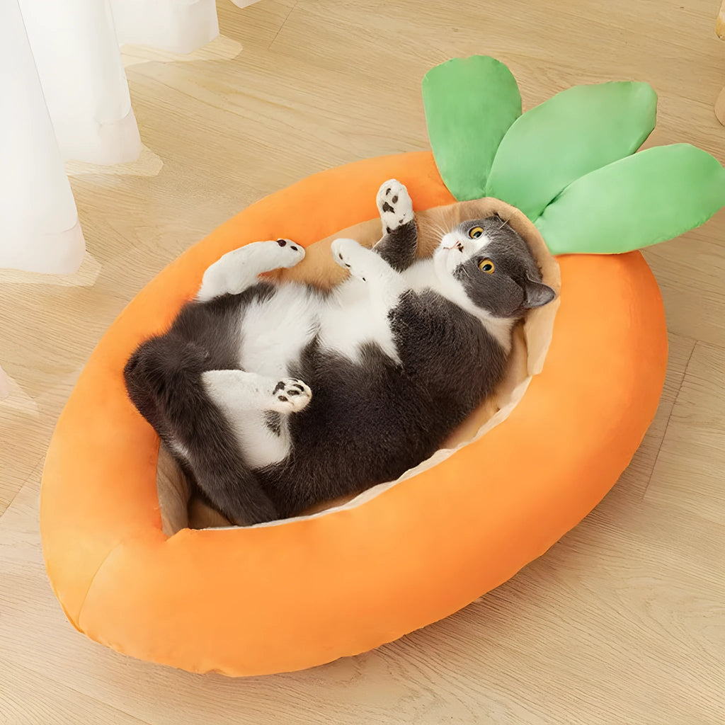 Orange cartoon carrot design double-sided cloth pet litter mat in medium and large sizes.