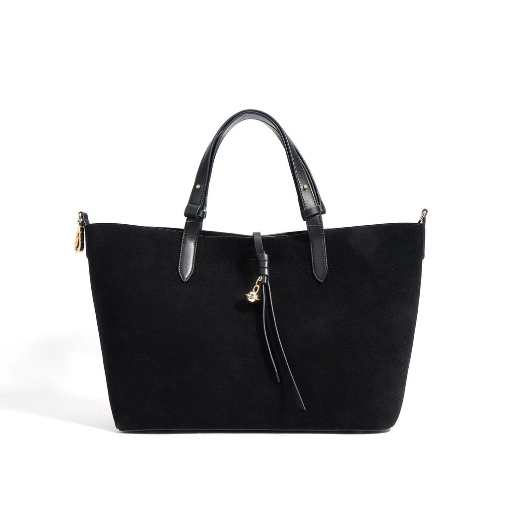 Retro bucket tote bag in Maillard colours with cotton lining and document pocket