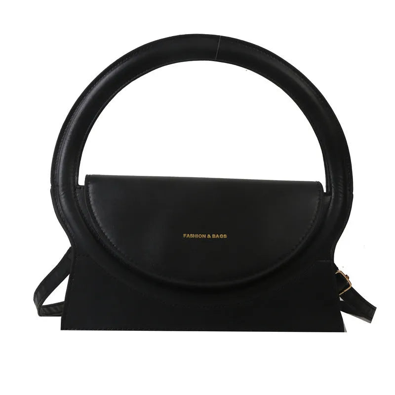 Horizontal square PU leather messenger bag with stitching detail and internal phone pocket
