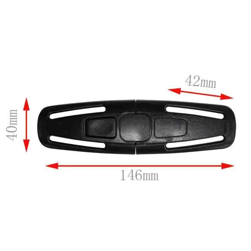 Black plastic buckle for child car seat 5-point safety harness measuring 14.5cm by 4cm