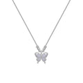 Women's silver necklace with opal butterfly charm on adjustable 925 sterling silver chain