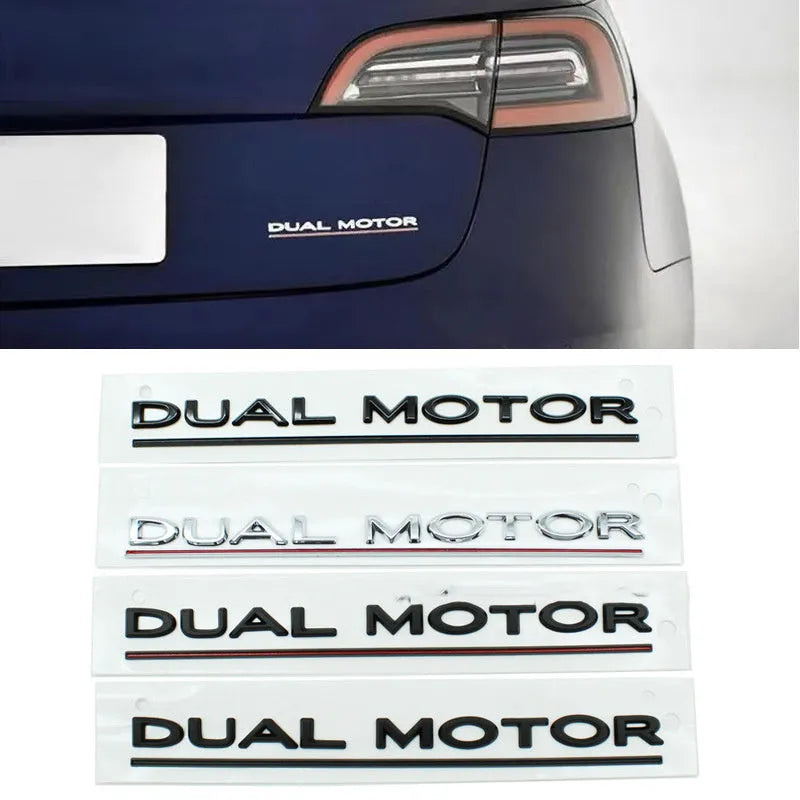 ABS plastic performance label sticker for Tesla Model 3 bumper in matte black and silver colour options.
