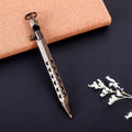 Brass hexagonal bolt pen with 6-angle design showing length and diameter dimensions