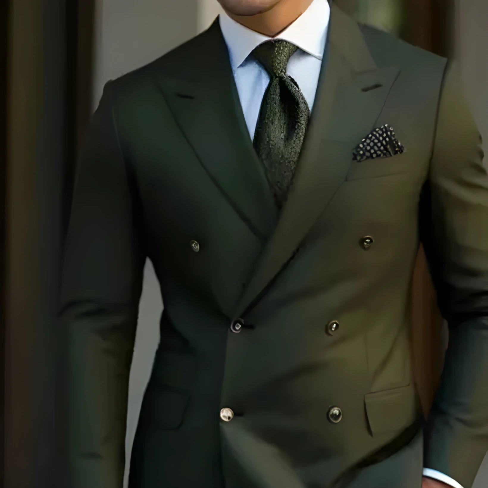 Men's two-piece cotton blend suit set in light business style, shown in available colours with sizing from S to 7XL