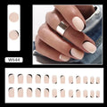 Black and white frosted false nails with French manicure style and Mandarin duck colour design