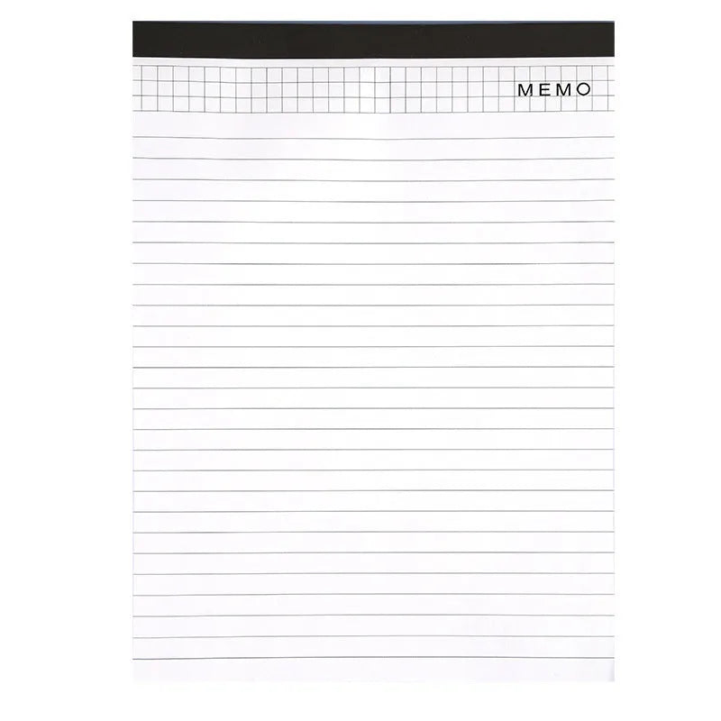 A4 tearable notebook with grid paper and a paper cover, shown open to reveal its pages.