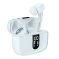Jerry X08 wireless Bluetooth earbuds with digital display charging case in black, grey, or white colour options