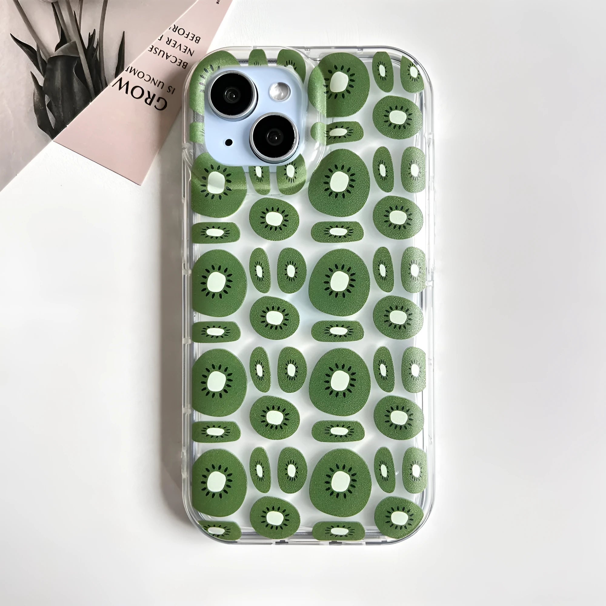 Transparent sliced kiwi fruit TPU phone case for iPhone, all-inclusive style