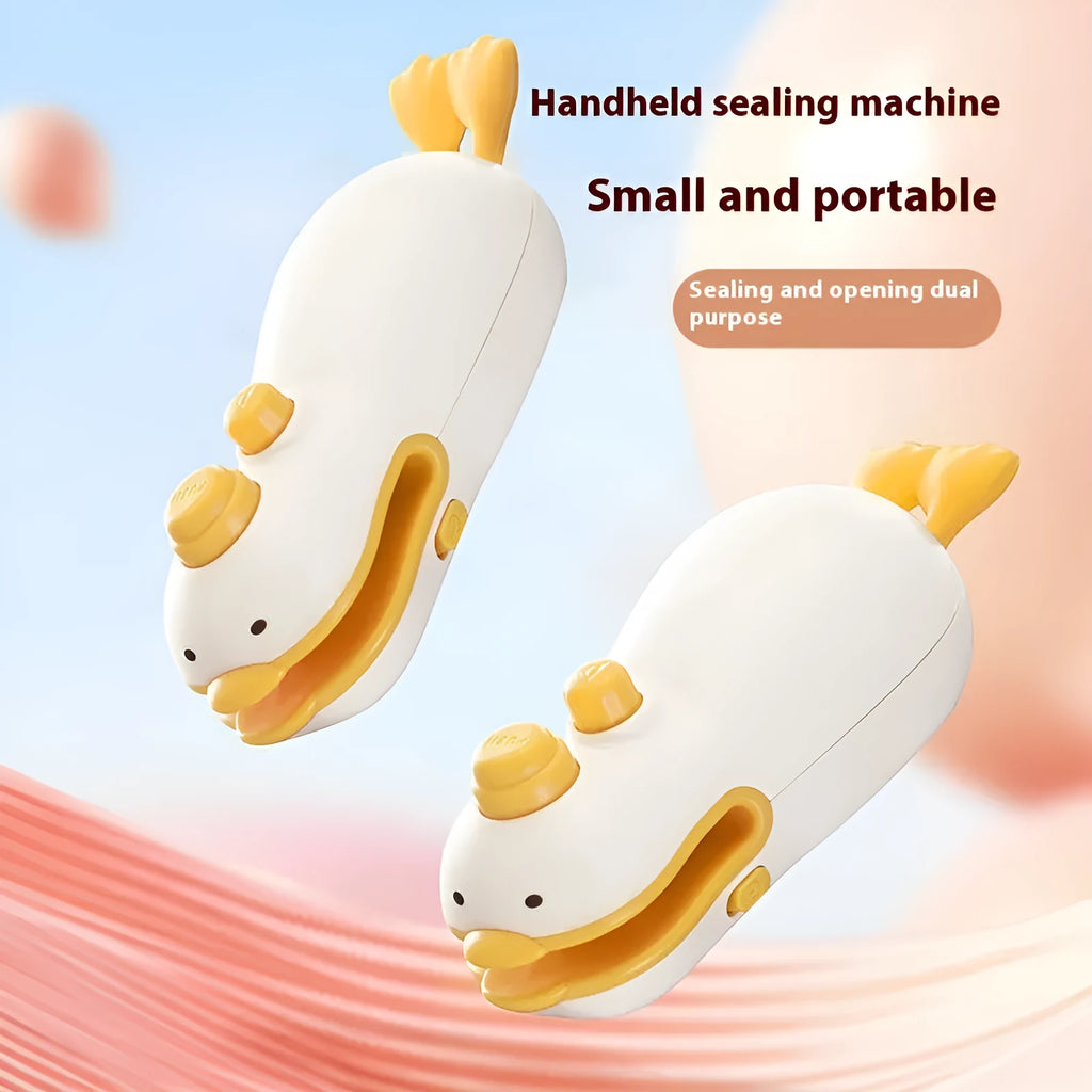 Yellow duck rechargeable sealing machine with animal jacquard style and USB charging cable
