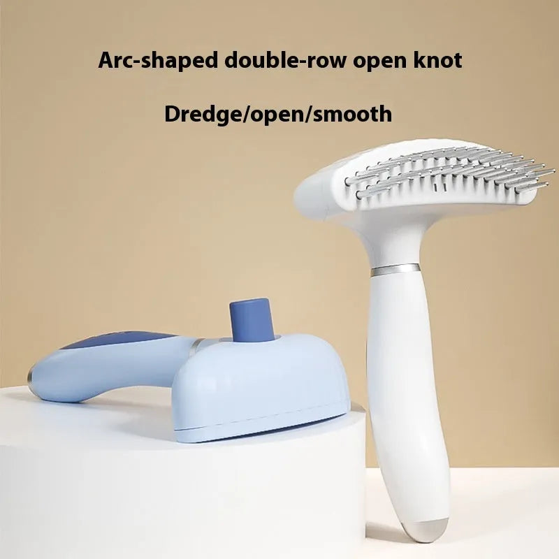 Azure light blue pet comb with double row stainless steel teeth for dog grooming