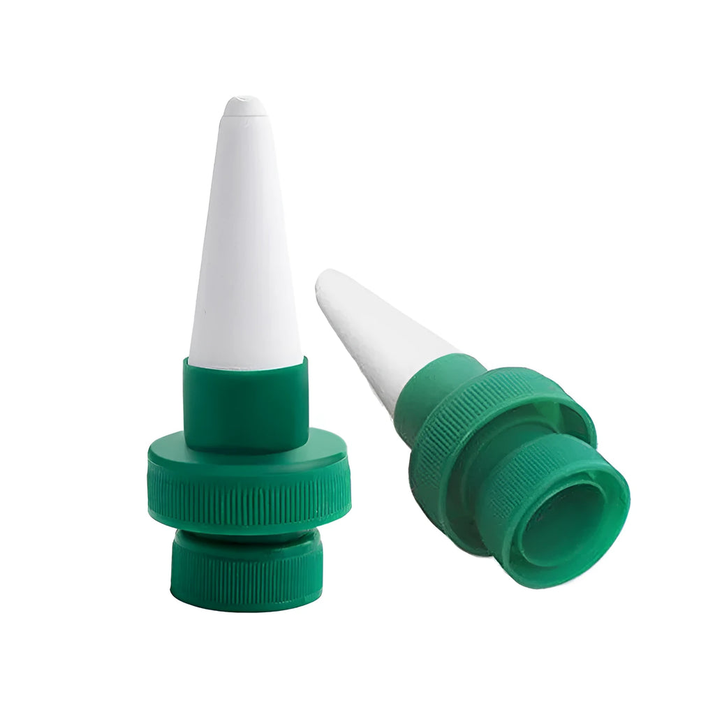 Green ceramic automatic water seepage dripper for use with a plastic cola bottle.