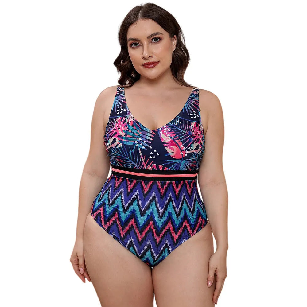 Women's printed spaghetti straps striped vest one-piece swimsuit in blue and white pattern options