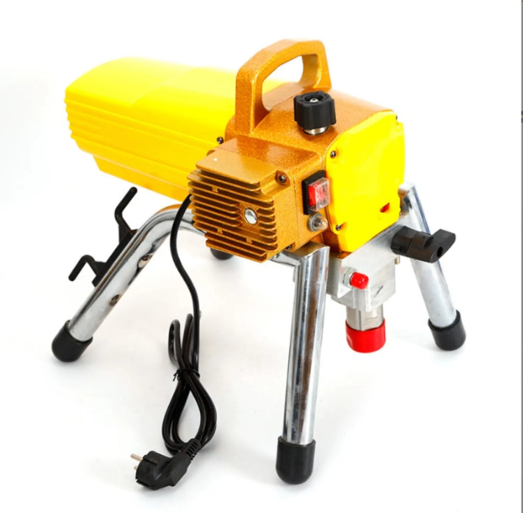 Blue 110V electric airless paint spraying machine with spray gun, extension rod, and accessories