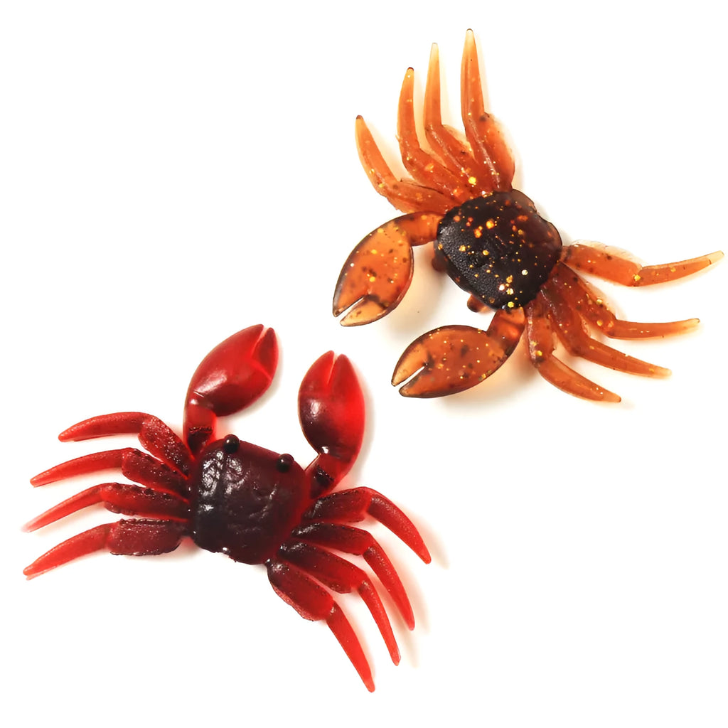 8cm brown and red PVC soft plastic crab fishing lure on a white background