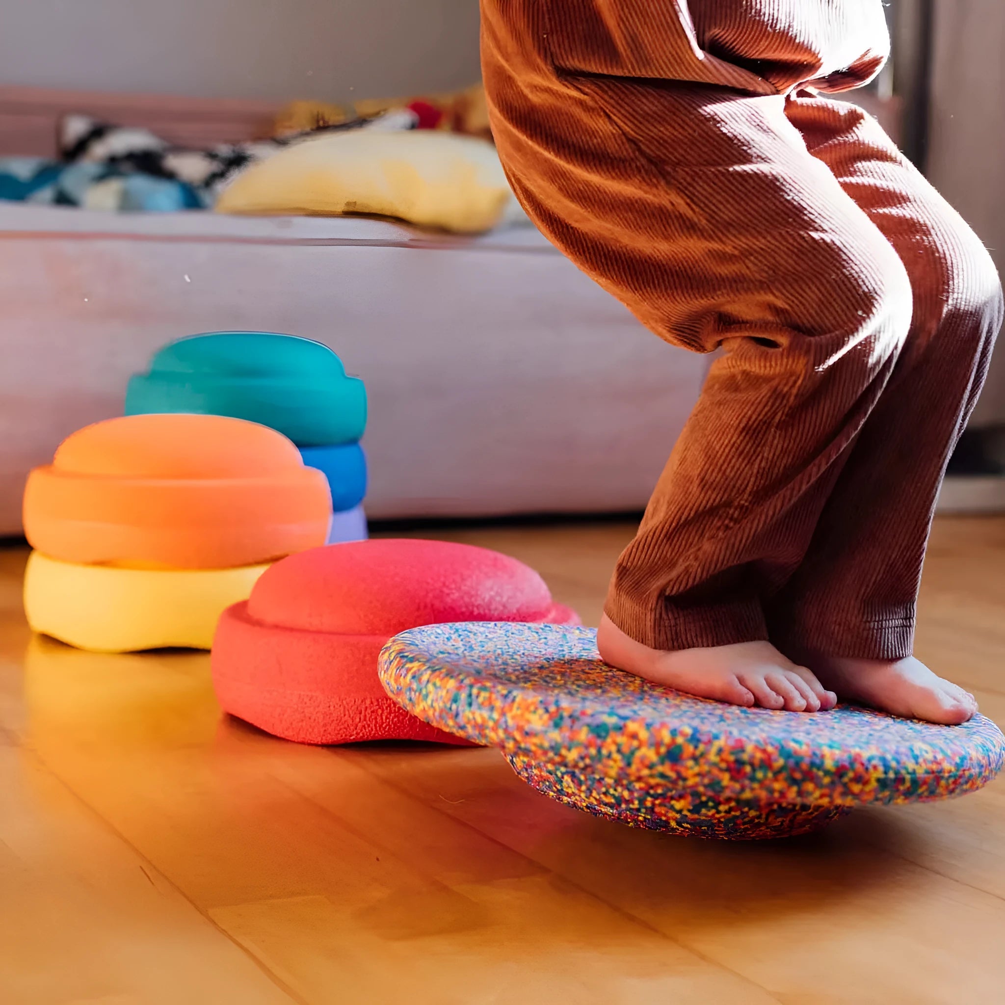 Plastic wood surf balance board for children with mixed colour finish, 60cm long