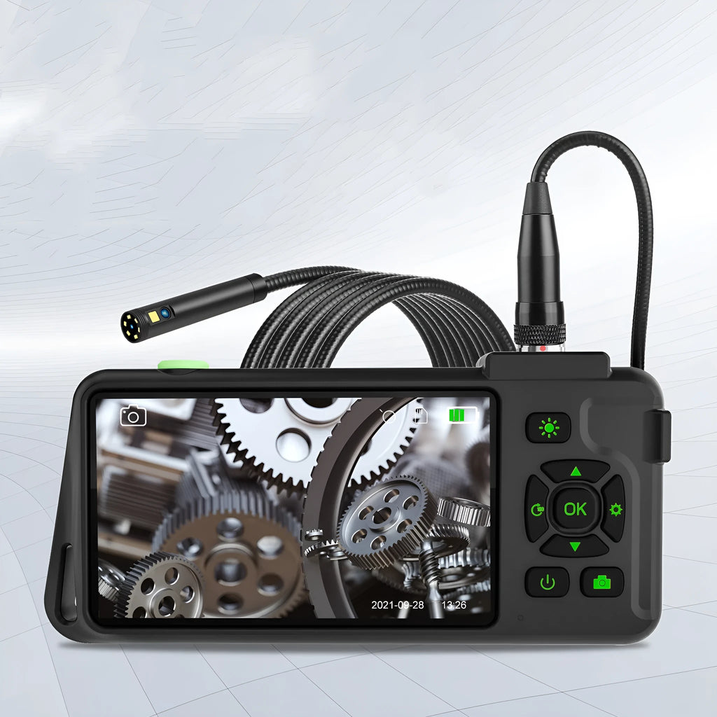 Portable industrial endoscope with 4.5-inch screen and 1-metre probe for automotive pipeline inspection