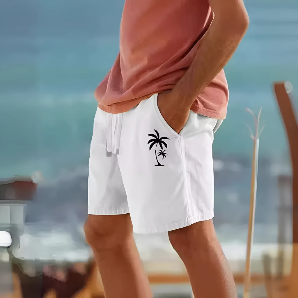 Men's cotton blend drawstring beach shorts in multiple colours with straight leg design