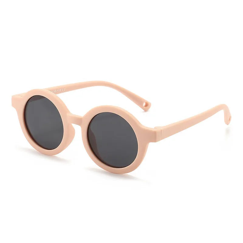 Children's round frame silicone sunglasses with polarised lenses for 0-3 year olds