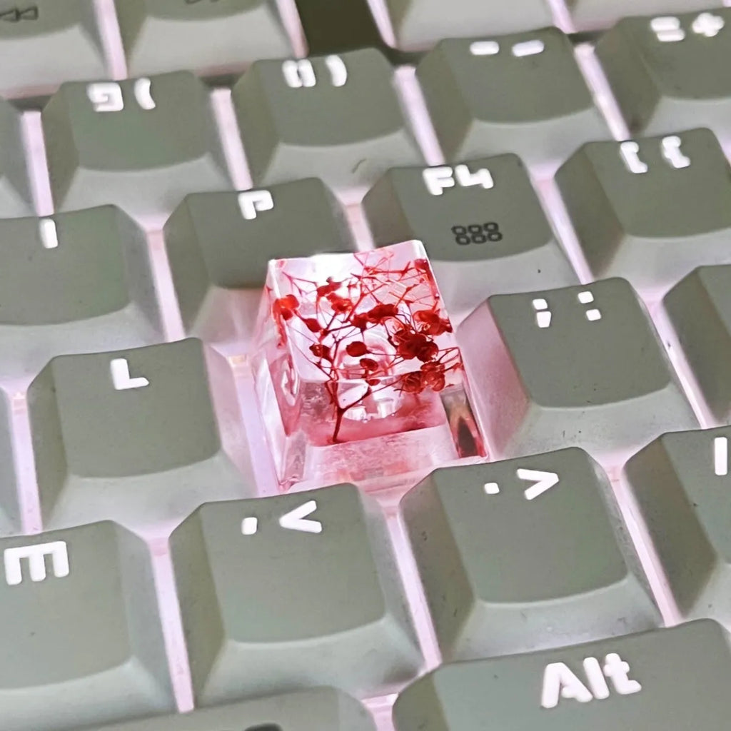 Transparent resin mechanical keyboard keycap with starry sky pattern in four colour options