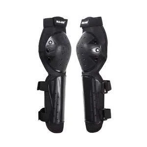 Adult black protective knee and elbow pads set with PE rubber shell and Velcro straps for cycling and extreme sports