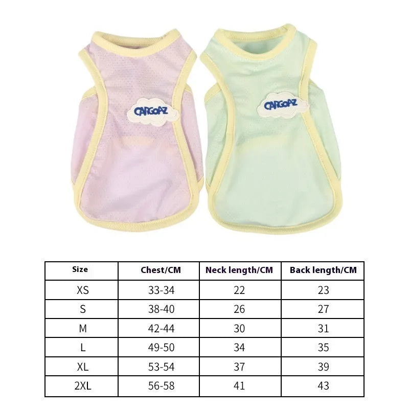 Grass green polyester cat vest with sports style design for summer wear