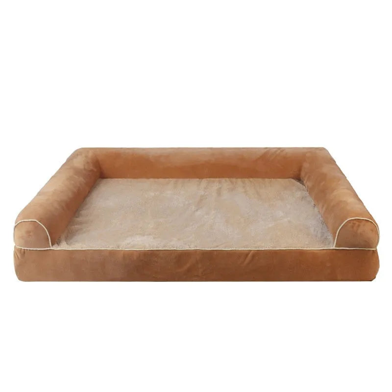Rectangular sponge dog bed with breathable cloth cover in blue colour