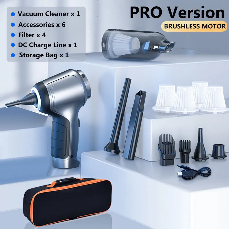 Car mounted brushless handheld vacuum cleaner with 12000Pa suction and charging type power supply